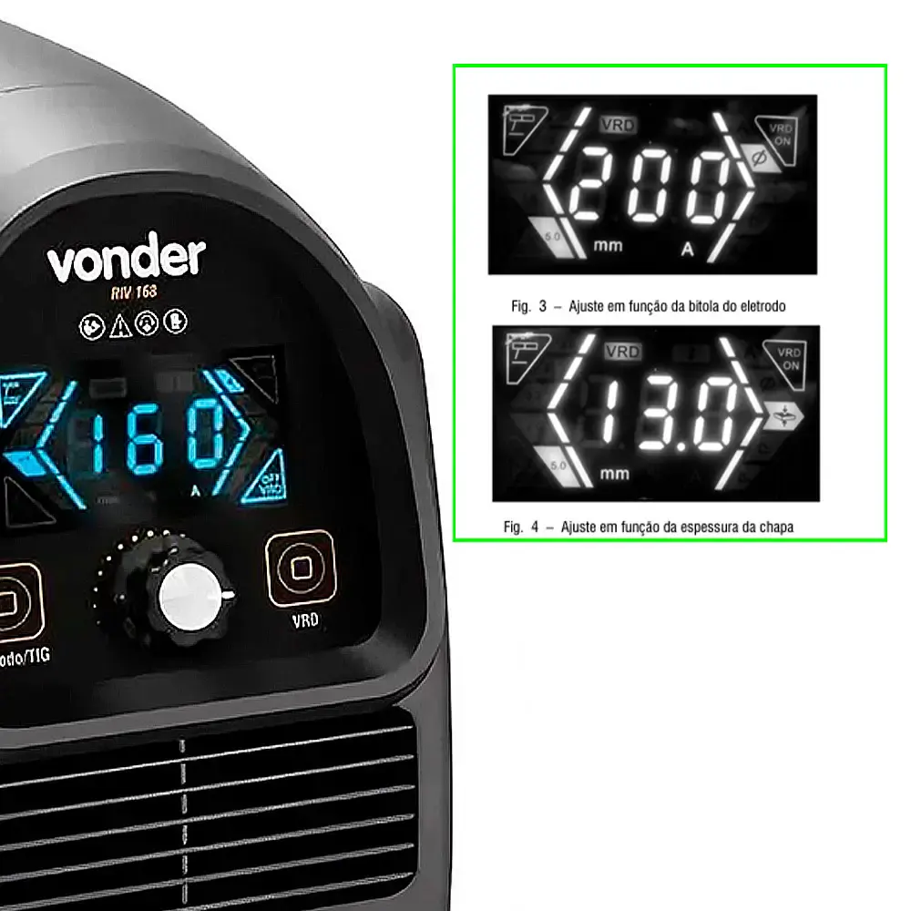 Solda inversora com display LED RIV-168 bivolt 6878168000 Vonder — fotografia 2