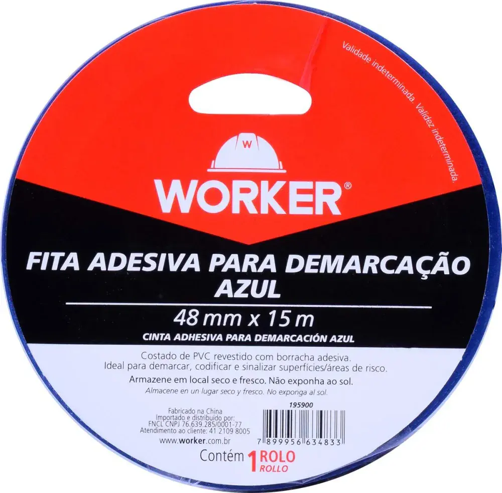 Fita adesiva para demarcação 48MMX15M azul Worker — fotografia 4