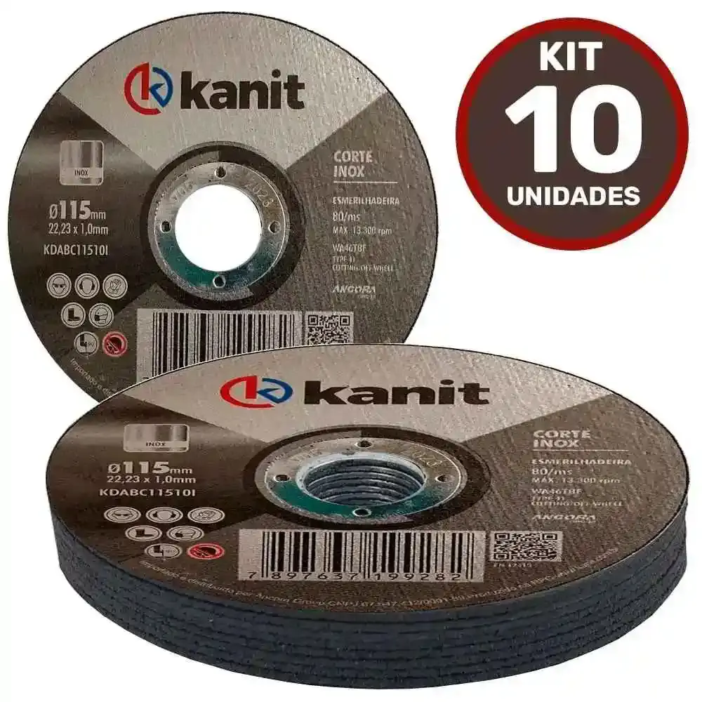 Disco de Corte Aço Inox 4.1/2 POL x 1.0 MM Kit com 10 Unidades KANIT — fotografia 2