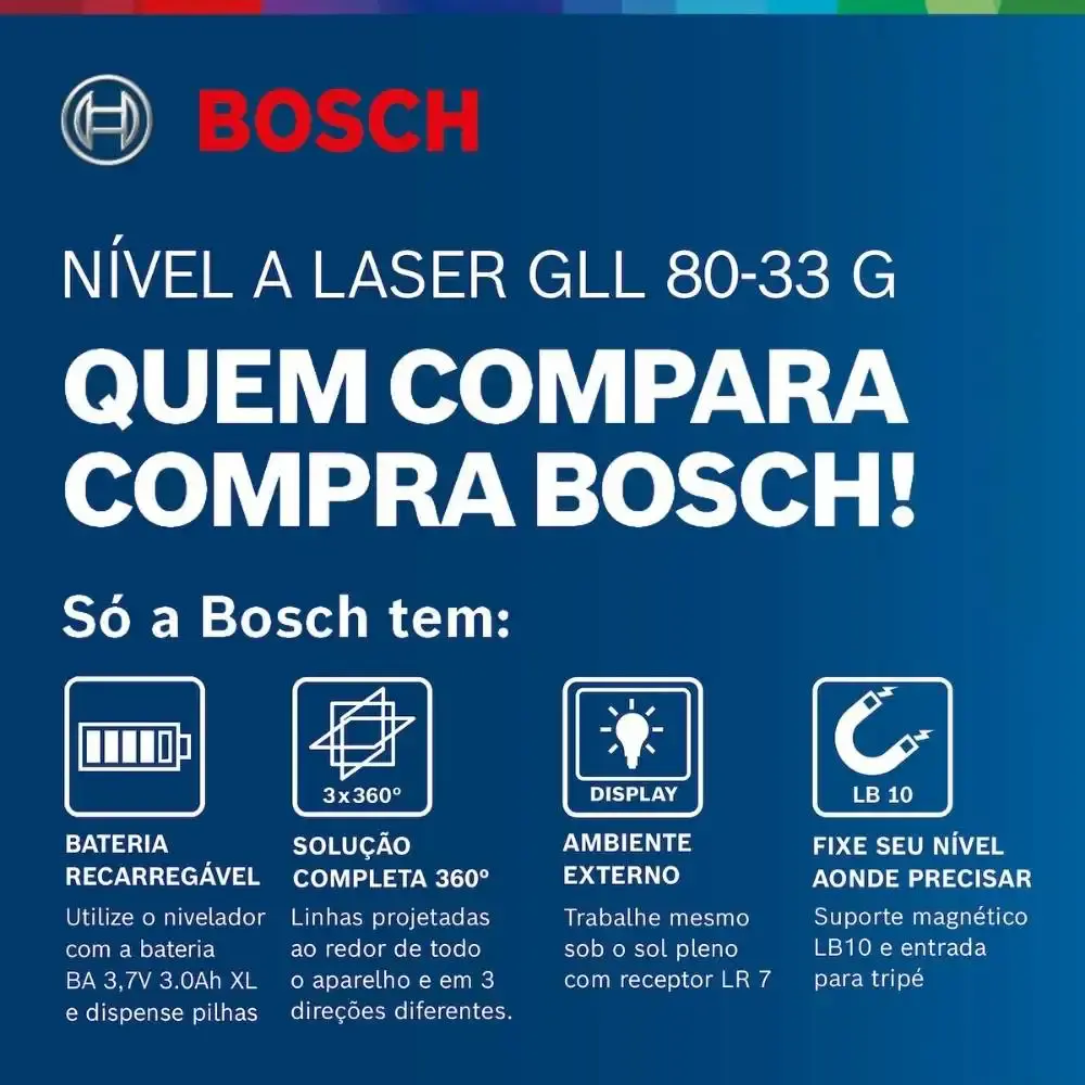 Nível a laser linhas verdes 30 metros GLL 80-33 g Bosch — fotografia 10
