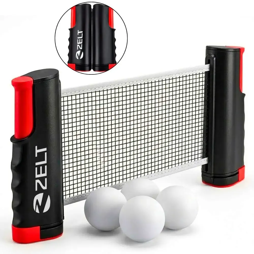 Kit raquete ping pong profissional com rede retrátil e 4 bolinhas zt-kpp Zelt — fotografia 4
