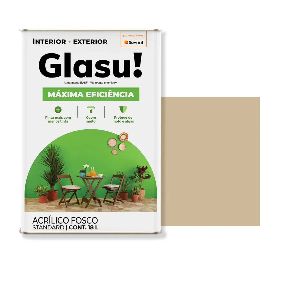 Tinta acrílica máxima eficiência fosco camurça 18L glasu Suvinil Glasu!