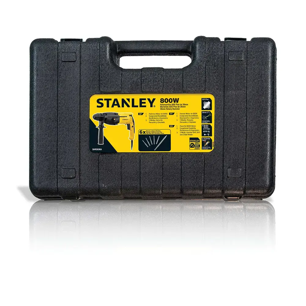 Martelete sds-plus 800W 2,4 KG 26 MM com kit 5 brocas e 1 ponteiro SHR263KA Stanley 220 V — fotografia 3