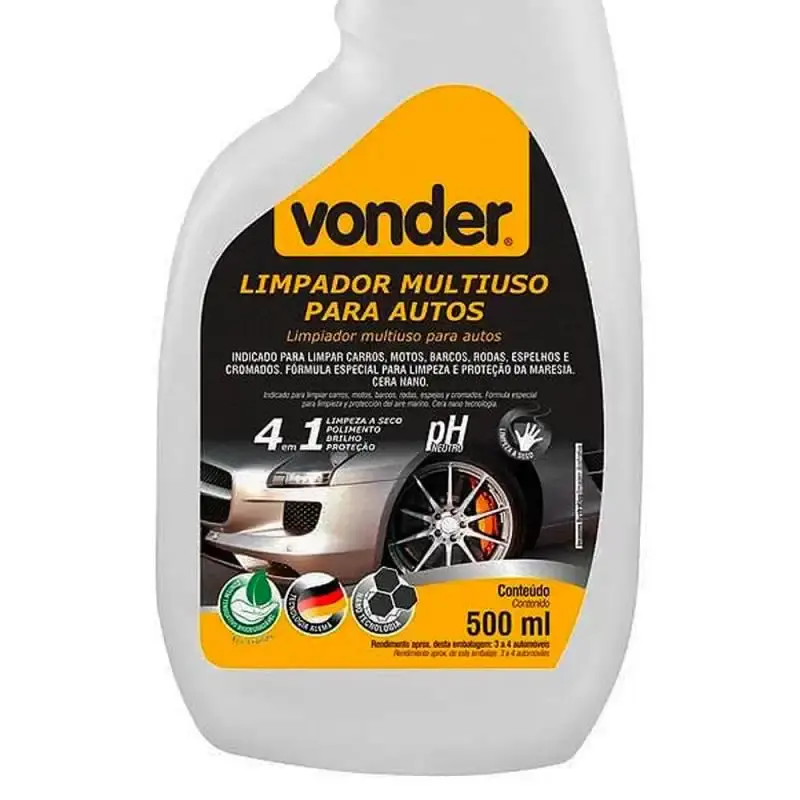 Limpador multiuso para autos tipo pulverizador 500ML 4 em 1 biodegradável Vonder — fotografia 3