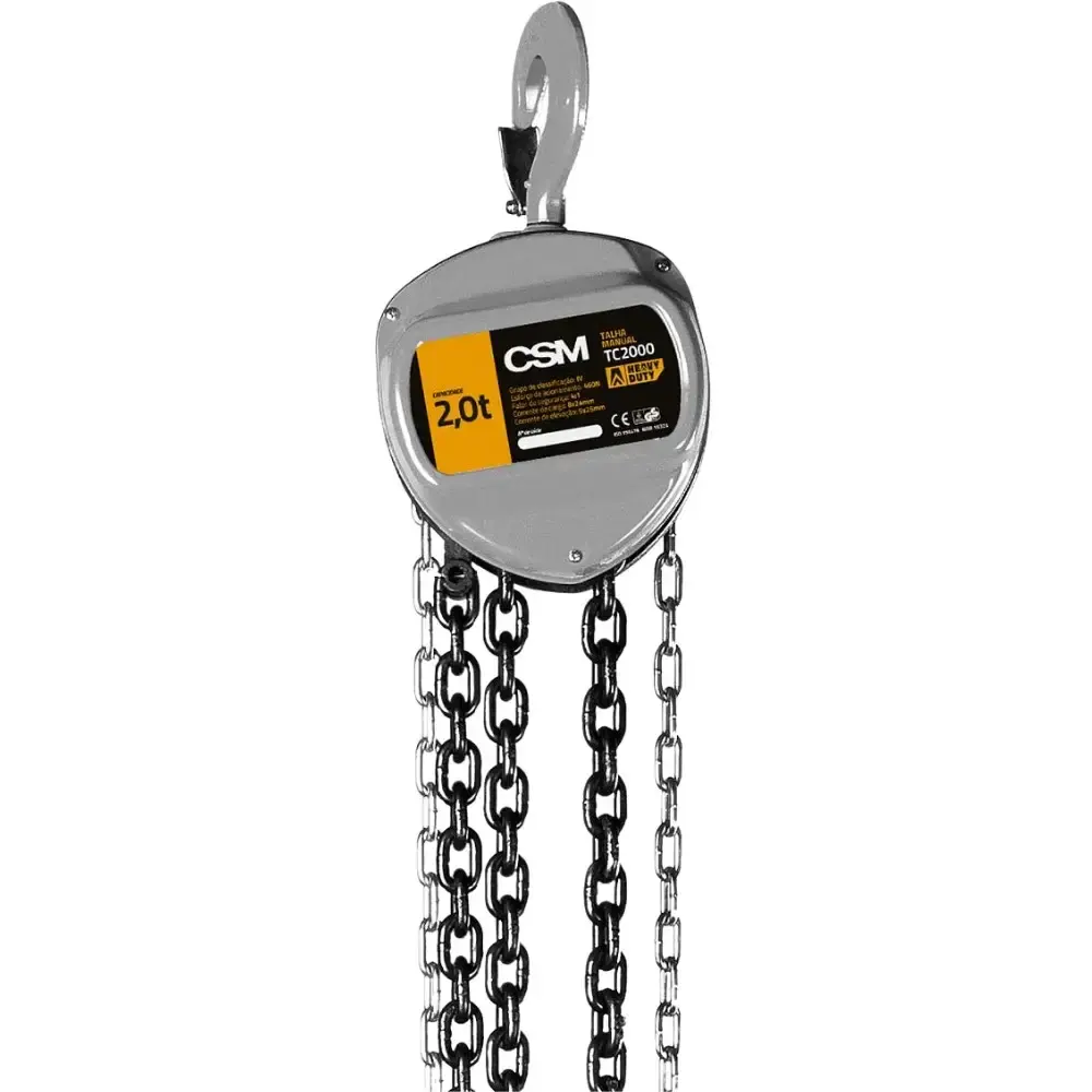 Talha Manual de Corrente 2 t Elevação de 3 m TC2000 CSM