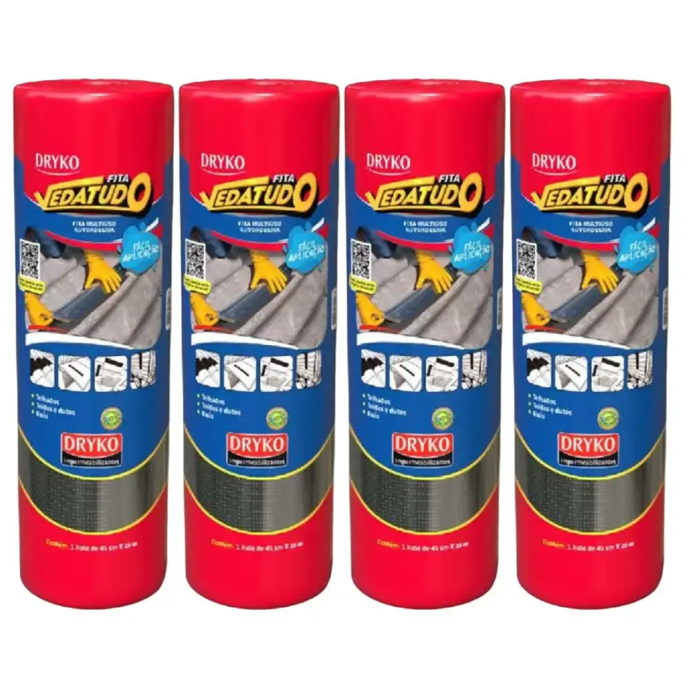 Fita Autoadesiva Asfáltica Vedatudo 45 cm x 10 m 4 Unidades DRYKO