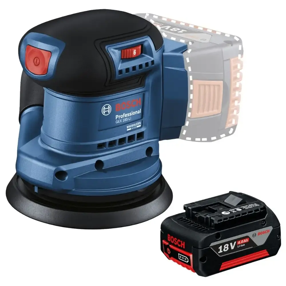 Lixadeira roto orbital 18V 5 POL GEX 185-LI com bateria 4AH Bosch