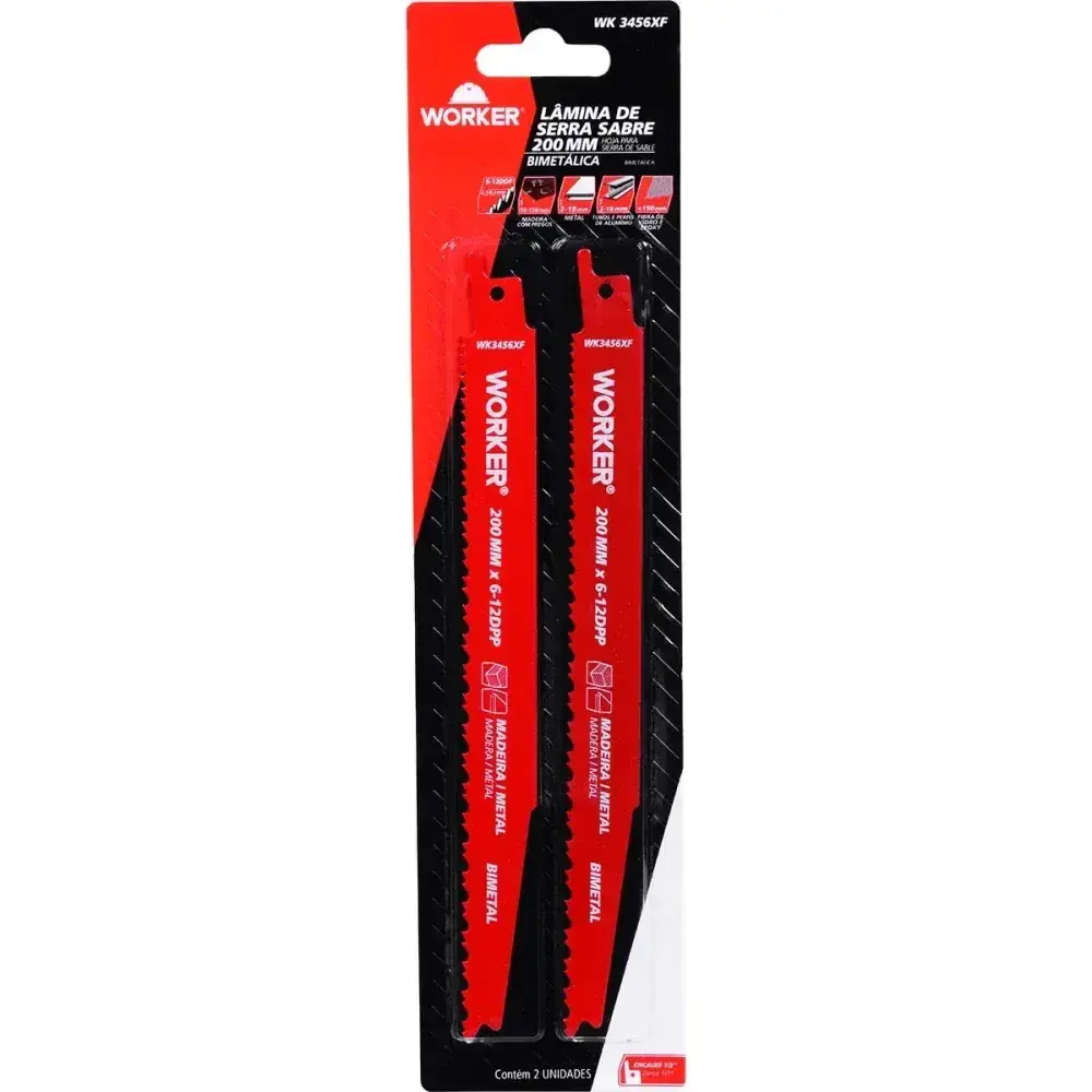 Lâmina para serra sabre bimetálica 1/2” 200MM 6/12 dentes Worker — fotografia 7