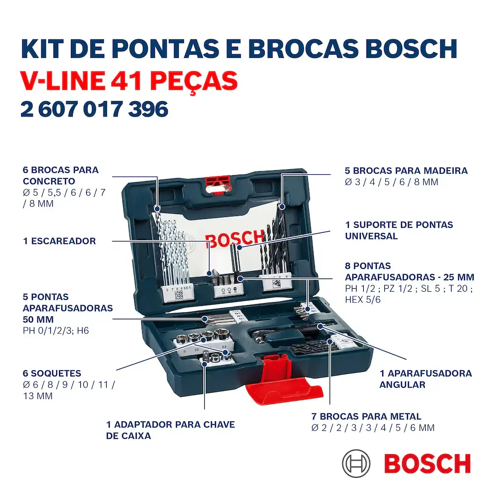 Kit estojo de brocas e pontas bits com 41 peças v-line Bosch — fotografia 6