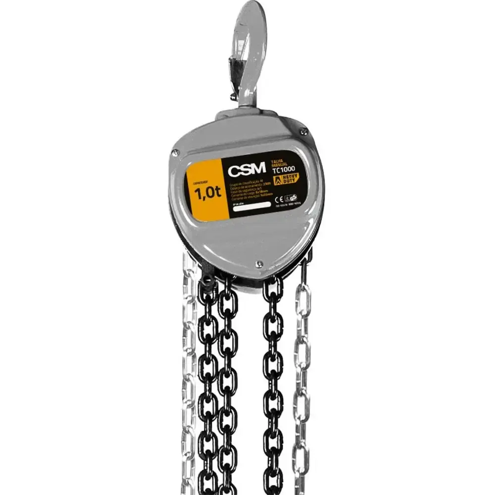 Talha manual de corrente 1 TON elevação 3 metros TC 1000 CSM