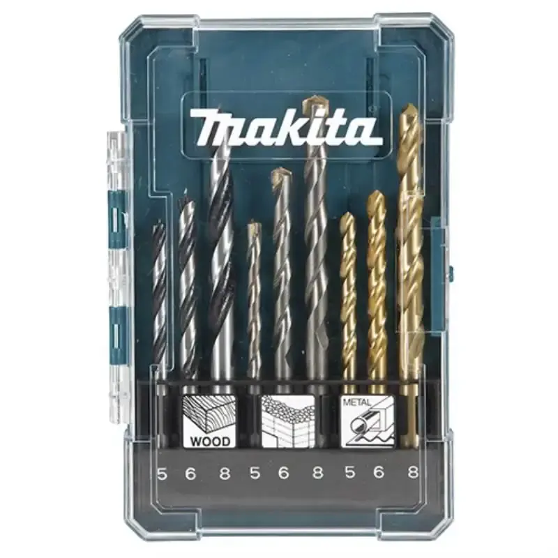 Conjunto de brocas para madeira. metal e concreto 5 à 8 MM kit 9 peças D-71962 Makita — fotografia de referência