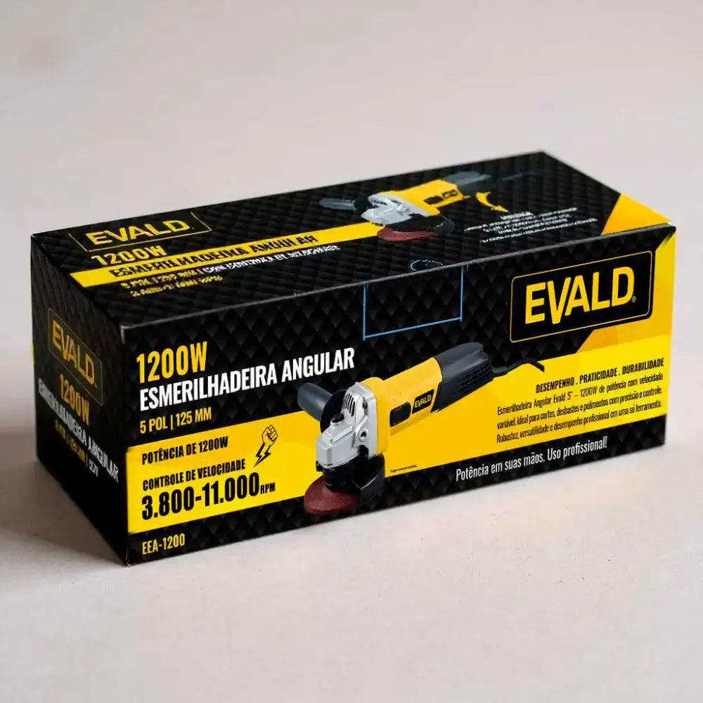Esmerilhadeira angular 5 POL 125 MM 1200W controle de velocidade EEA-1200 Evald 110 V — fotografia 7