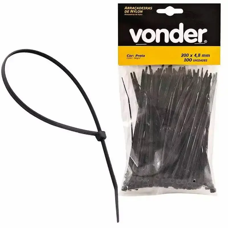 Abraçadeira de Nylon 200 x 4.8 MMM Preta VONDER — fotografia de referência