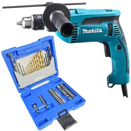 Furadeira de impacto 1/2 POL 760W Makita e estojo 41 peças brocas e pontas evald — fotografia 2