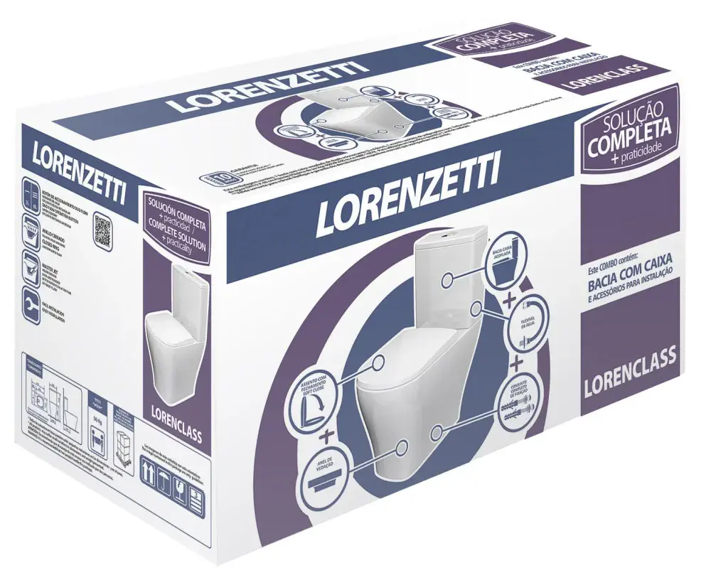 Kit bacia com caixa acoplada 3/6L class completo lorenzetti duchas — fotografia 6