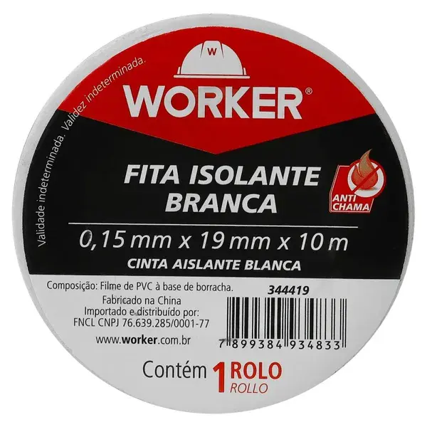 Fita Isolante Branca 19mm x 10m - Worker