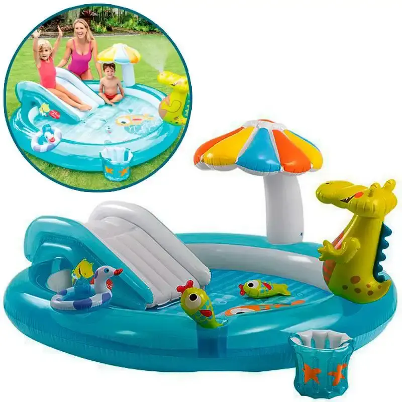 Piscina inflável playground infantil 160 litros com escorregador 57165 Intex