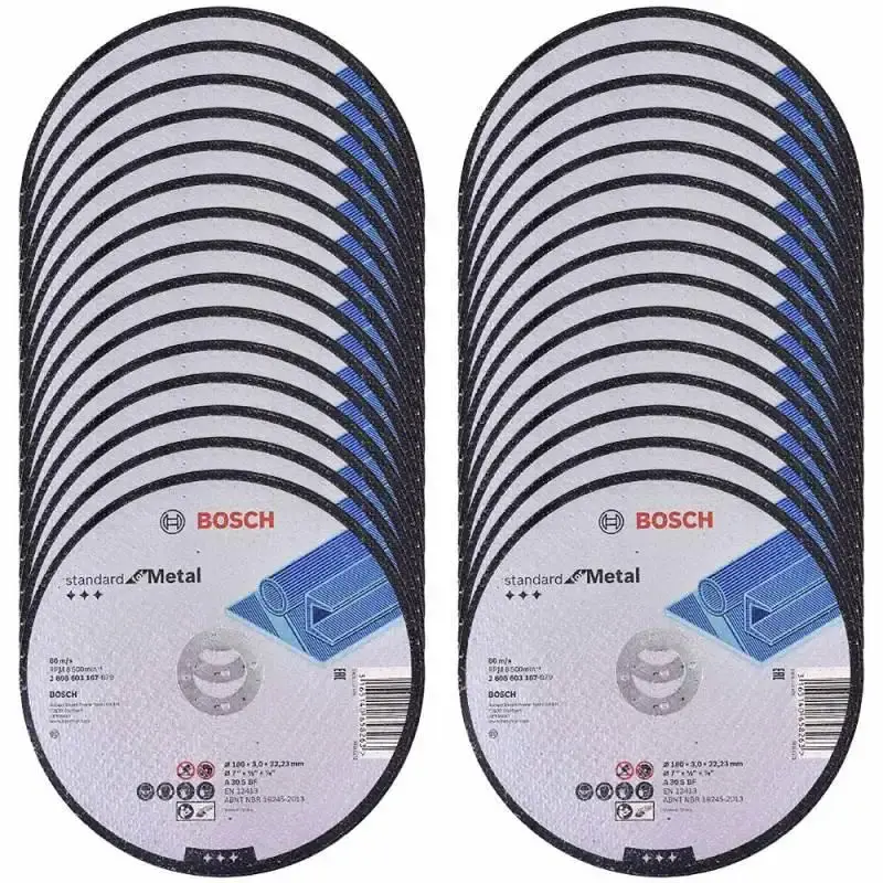 Disco de corte 7 pol 2 telas furo 7/8 pol standard kit 30 peças Bosch — fotografia de referência