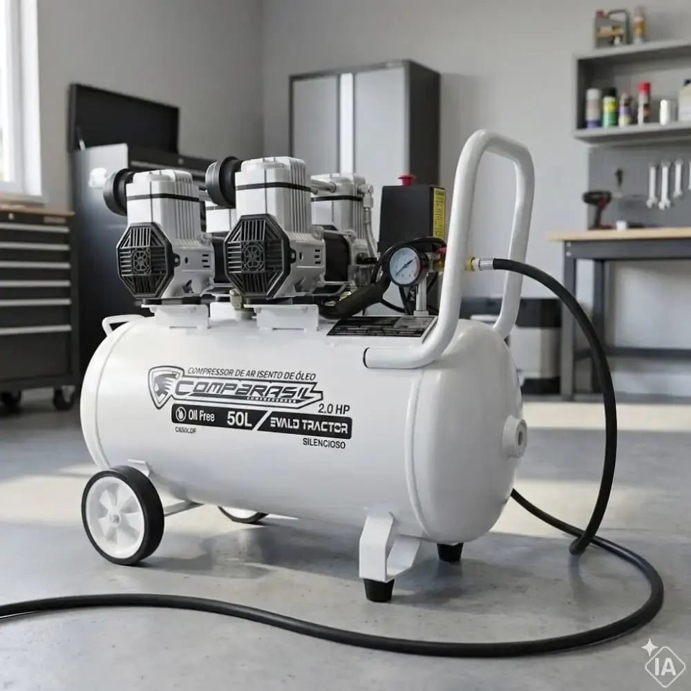 Compressor portátil isento 10 pés 2HP 50L com kit 5 peças evald tractor Compbrasil 110 V — fotografia 8