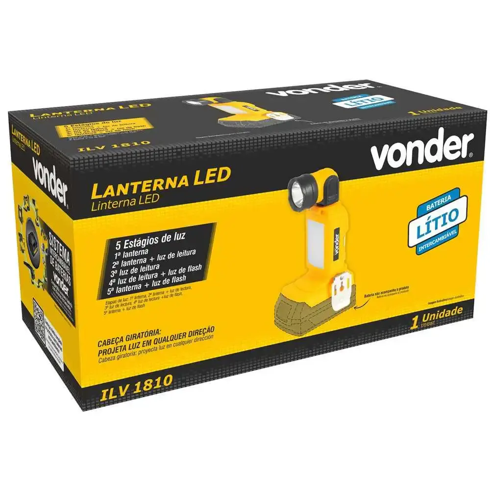 Lanterna LED 18V Sem bateria e Carregador ILV-1810 VONDER — fotografia 5