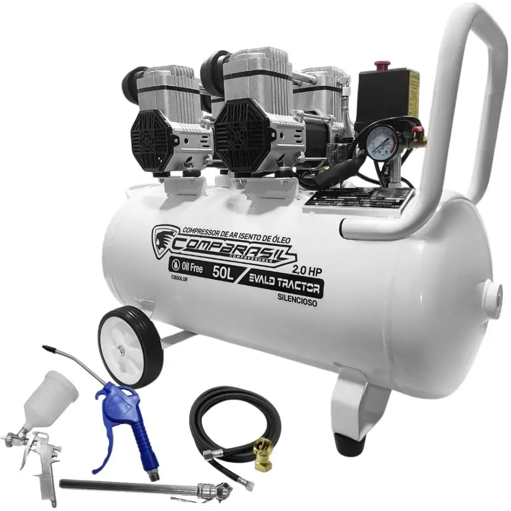 Compressor portátil isento 10 pés 2HP 50L com kit 5 peças evald tractor Compbrasil 110 V — fotografia 2