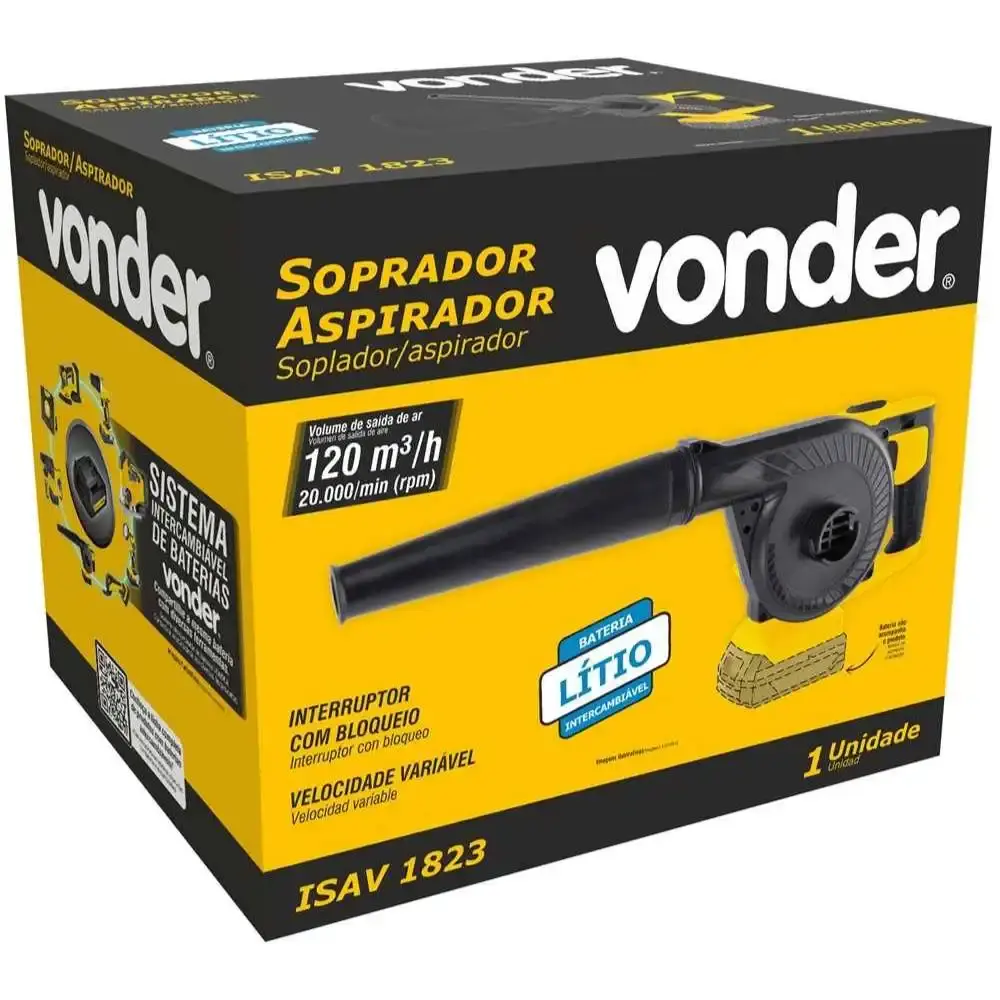 Soprador Aspirador de Folhas 18V Intercambiável sem bateria e Carregador ISAV 1823 VONDER — fotografia 8