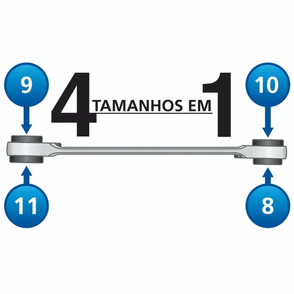 Chave com catraca 4 bocas 8X9X10X11 mm Tramontina 44637101 — fotografia 6