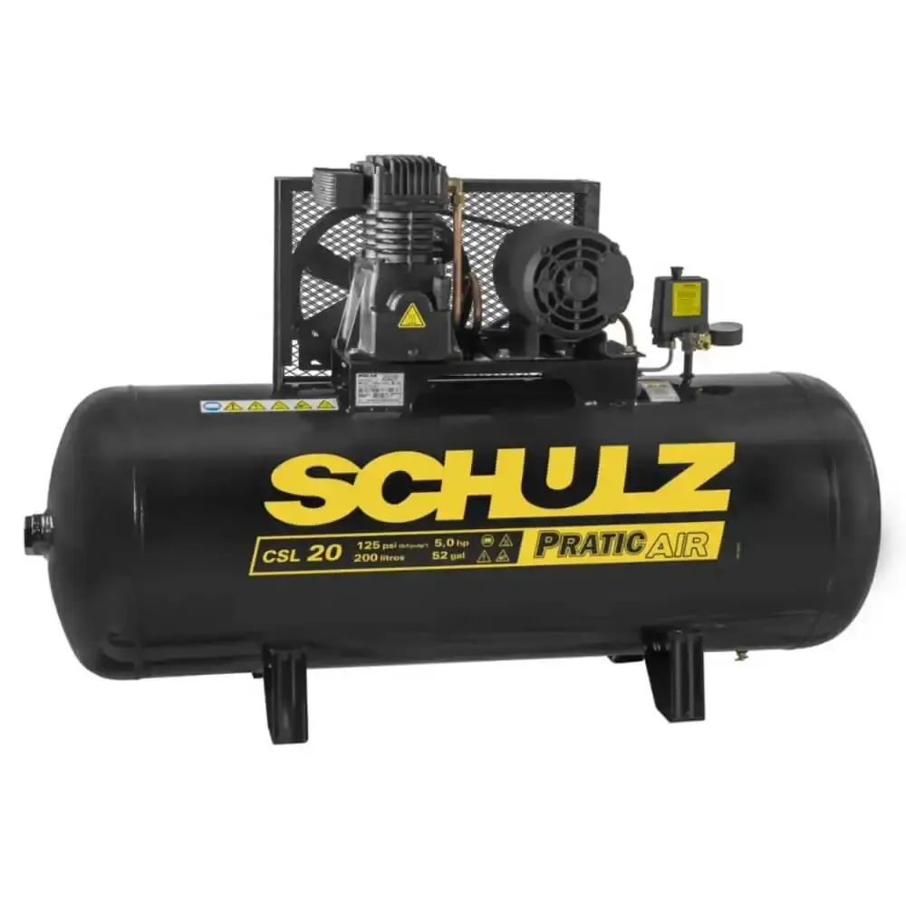Compressor de ar 5,0 HP 20 pés 200 litros trifásico pratic air CSL 20/200 Schulz