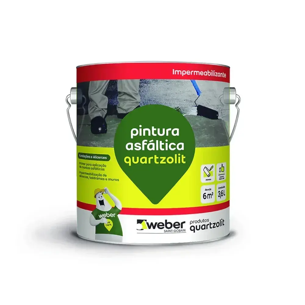 Pintura asfáltica preto 3,6L Quartzolit