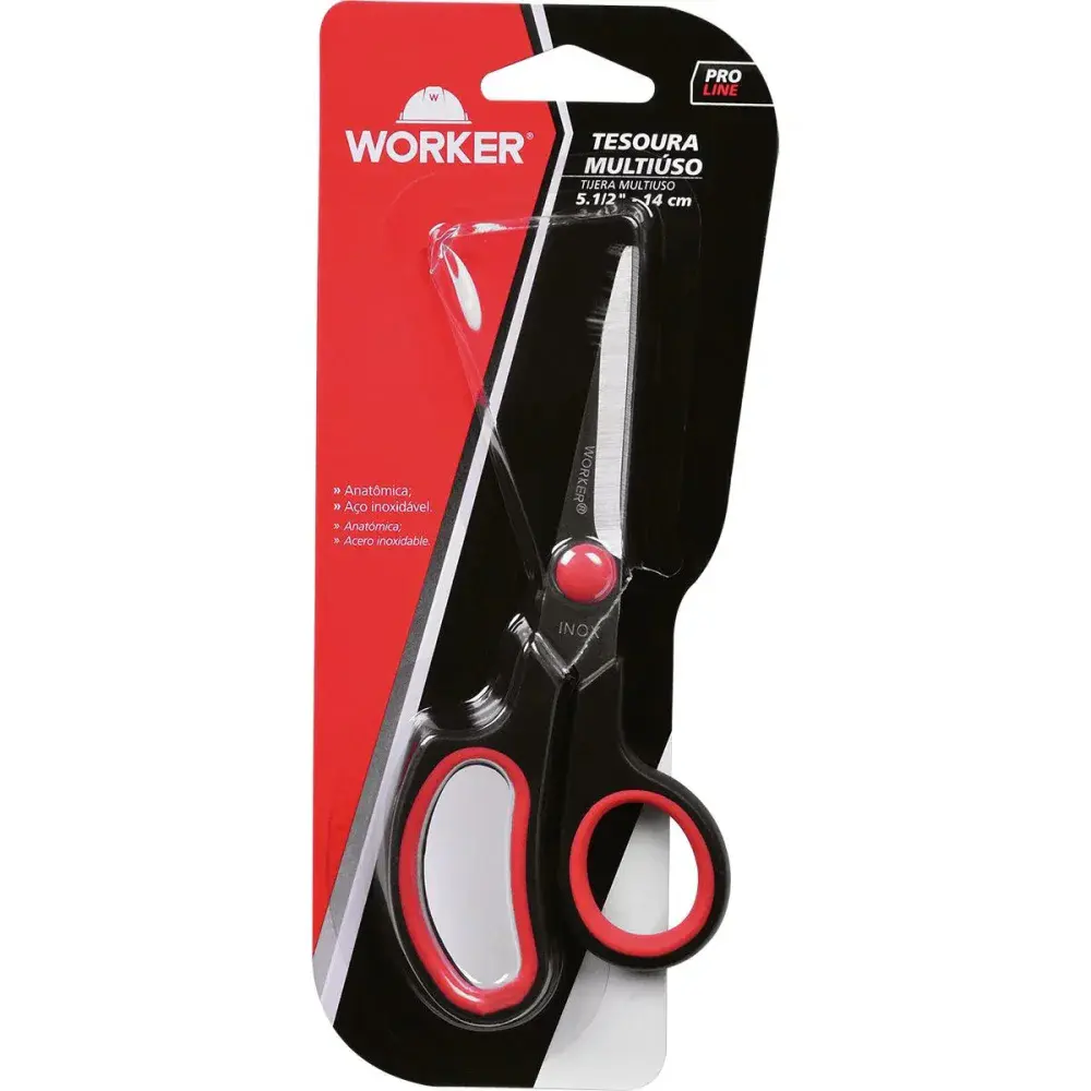 Tesoura multiuso em aço inoxidável 5.1/2” 14CM Worker — fotografia 5