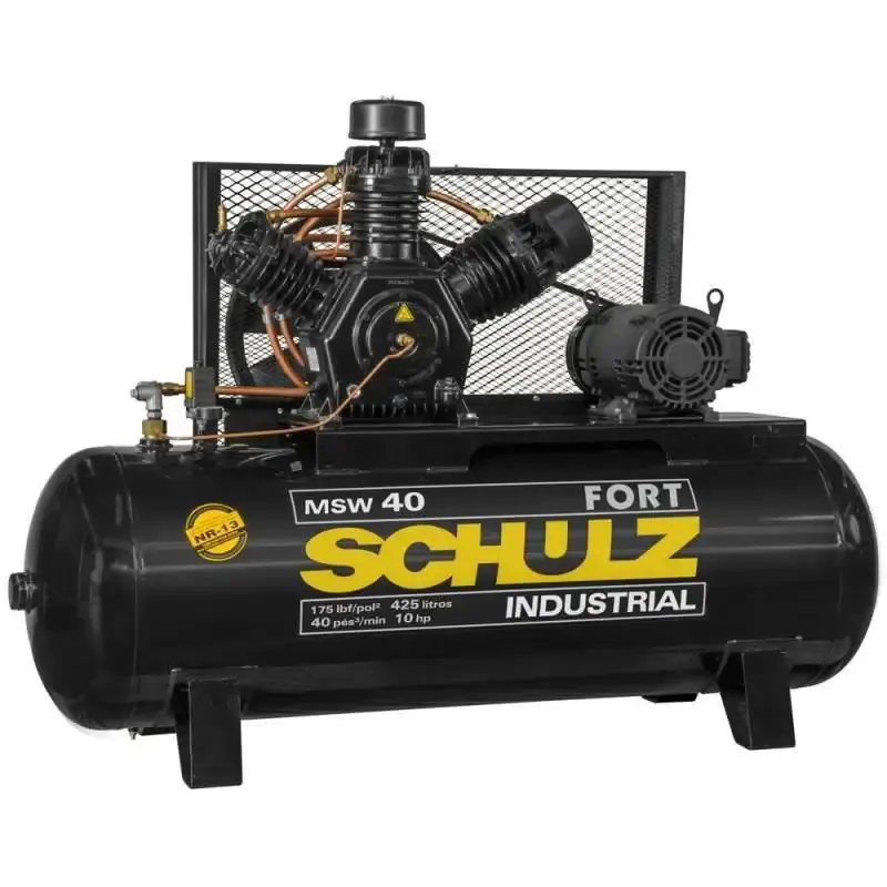 Compressor de ar 10 HP 40 pés 425 litros trifásico fort MSW 40/425 Schulz