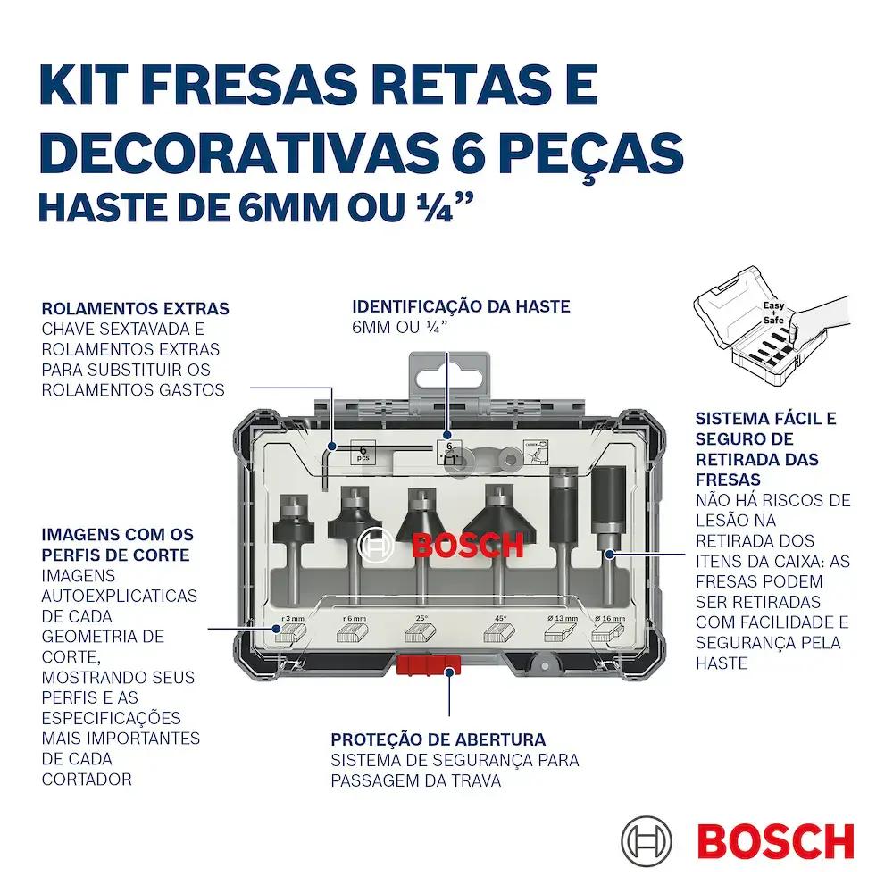 Jogo de fresas para madeira standard 6 MM kit com 6 peças Bosch — fotografia 8