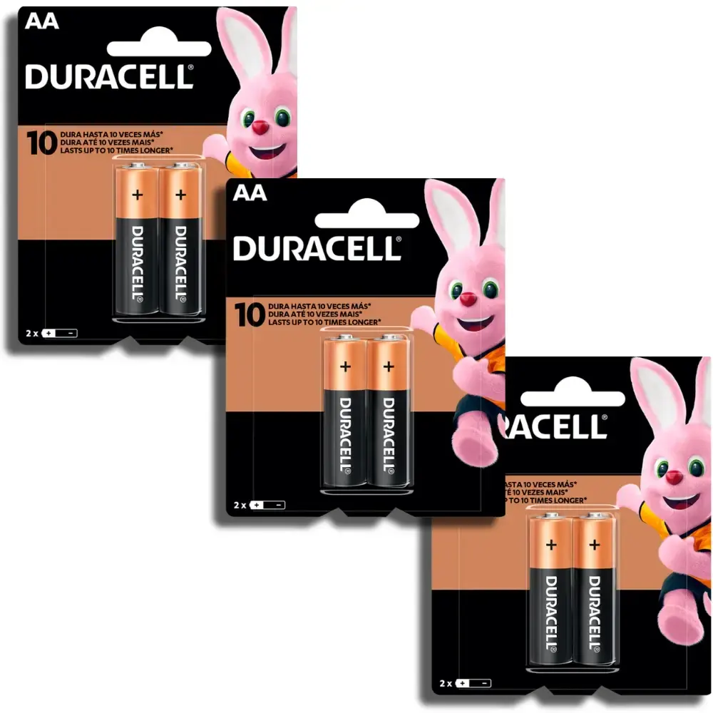Pilha palito AA-2 alcalina 2 peças kit com 3 cartelas Duracell