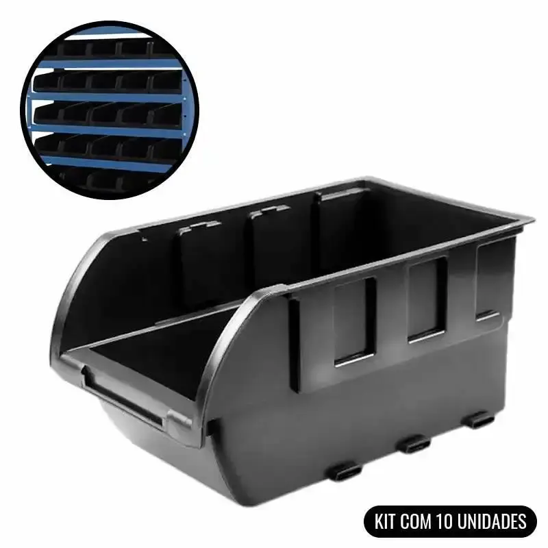 Caixa plástica N°3 preta porta componentes prática kit 10 peças 3P Marcon