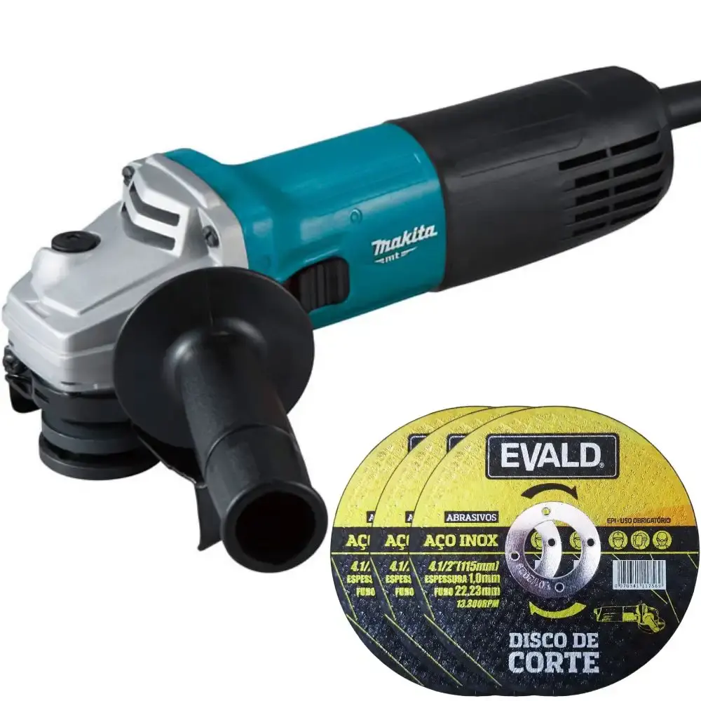 Esmerilhadeira angular 4.1/2 POL 720W M9507B Makita com 3 discos de corte 4.1/2 POL evald 220V — fotografia de referência