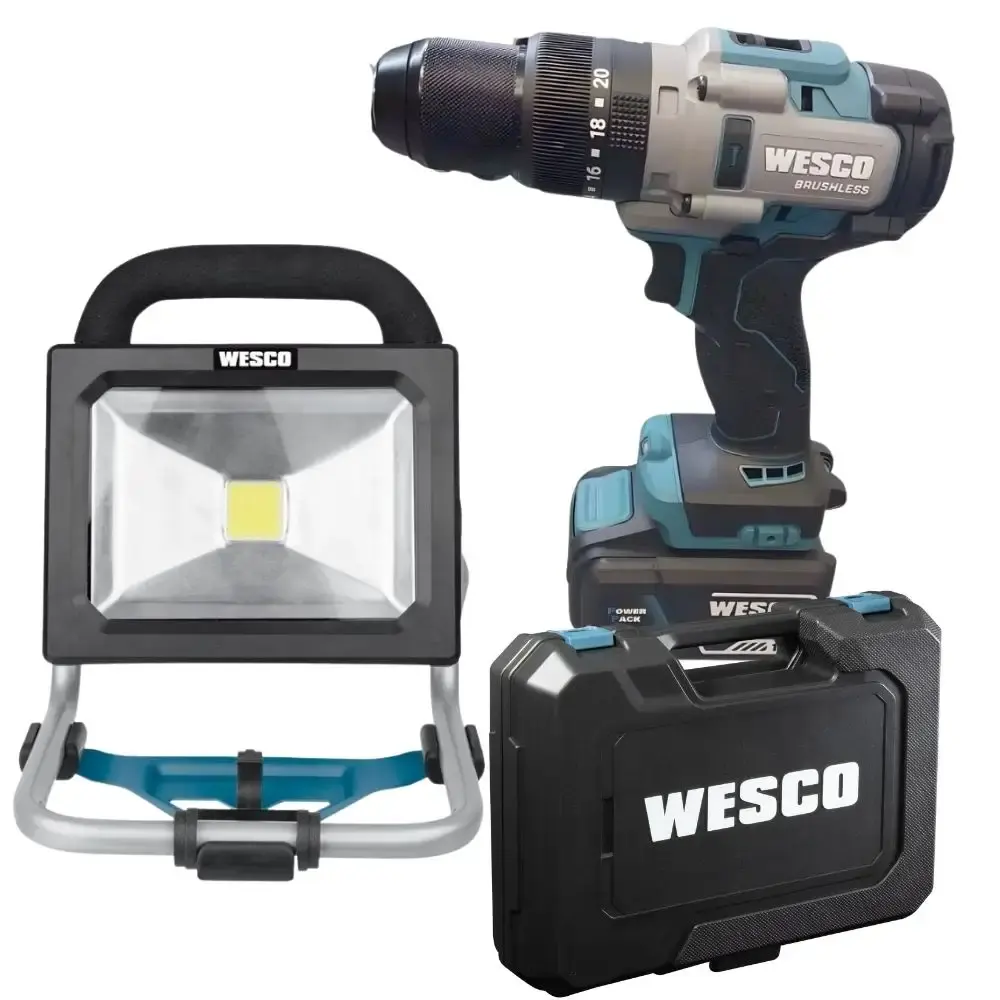 Parafusadeira de impacto 1/2POL e refletor de led 1.600LM com bateria 18V Wesco — fotografia 2