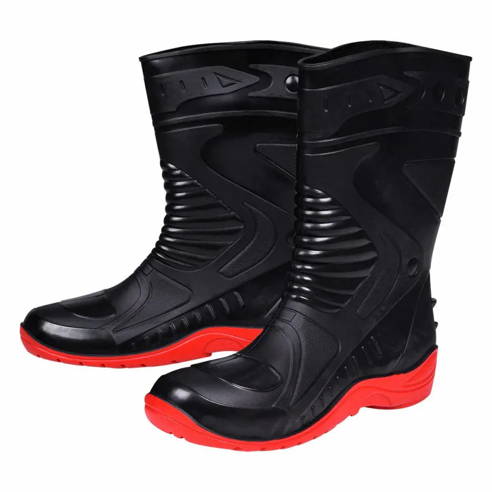 Bota pvc preta/vermelha motociclista cano médio N°42 Worker — fotografia de referência