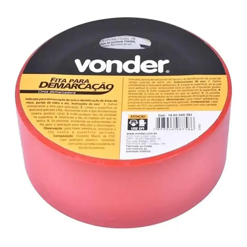 Fita para Demarcação de Solo VERMELHA 48 MM x 30 Metros VONDER — fotografia 2