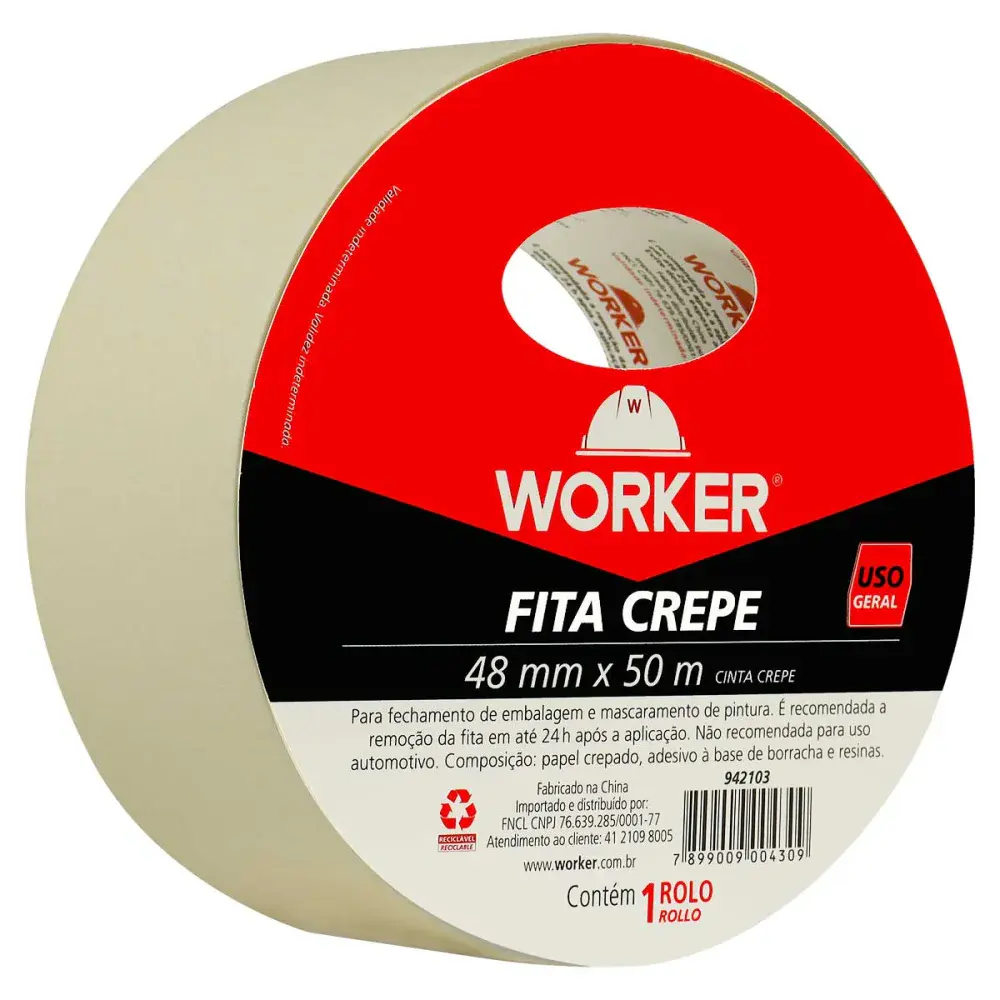 Fita crepe resistente 48MMX50M uso geral Worker — fotografia 3