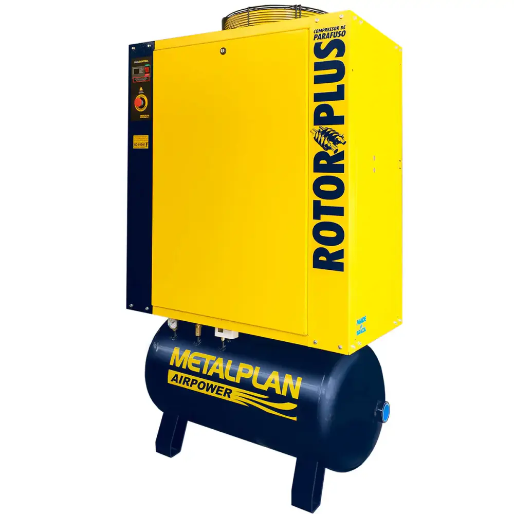 Compressor de parafuso 25,0 HP 9,0 BAR 163L 220V rotor plus 25 Metalplan 220 V