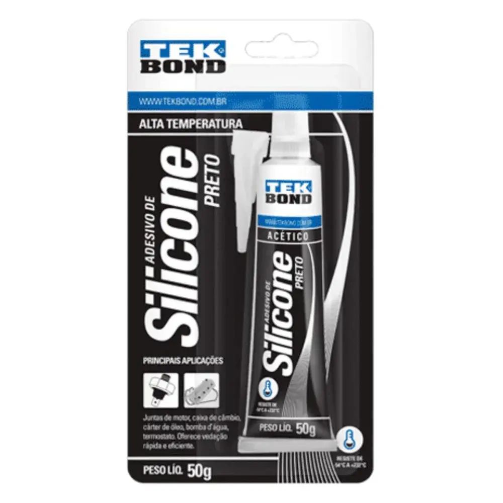 Silicone acético alta temperatura preto 50G Tekbond — fotografia de referência
