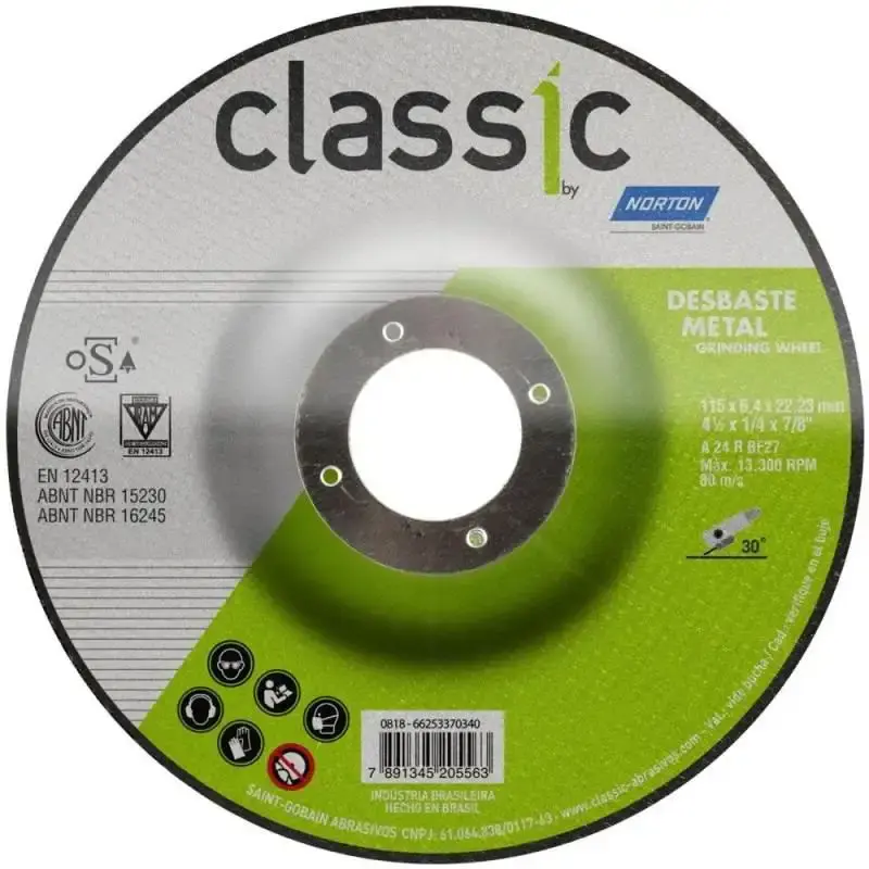 Disco de Desbaste Metal 4.1/2 POL x 6.4 MM Furo 7/8 POL Classic Kit 25 Peças NORTON — fotografia 3