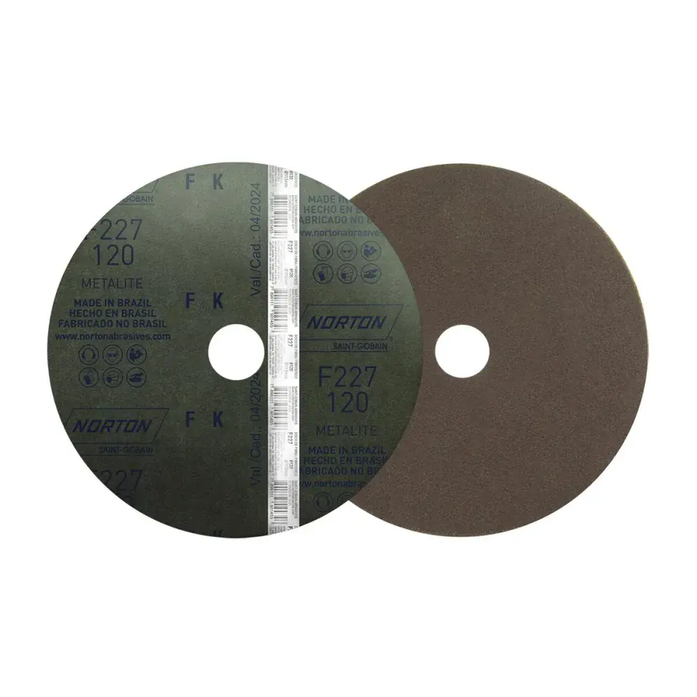 Disco lixa fibra F227 115X22MM grão 120 Norton — fotografia de referência