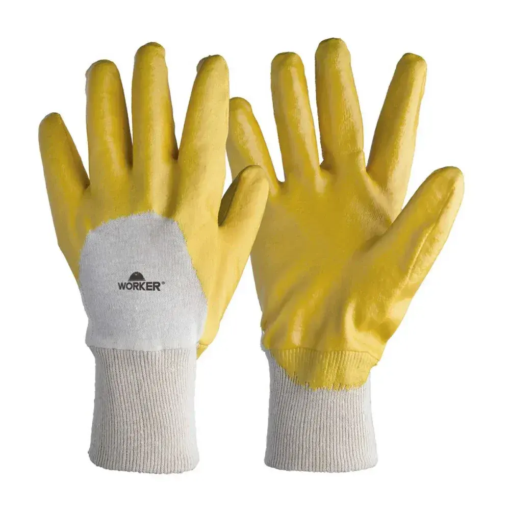 Luva banhada borracha nitrílica tamanho 8 (M) amarelo Worker — fotografia de referência