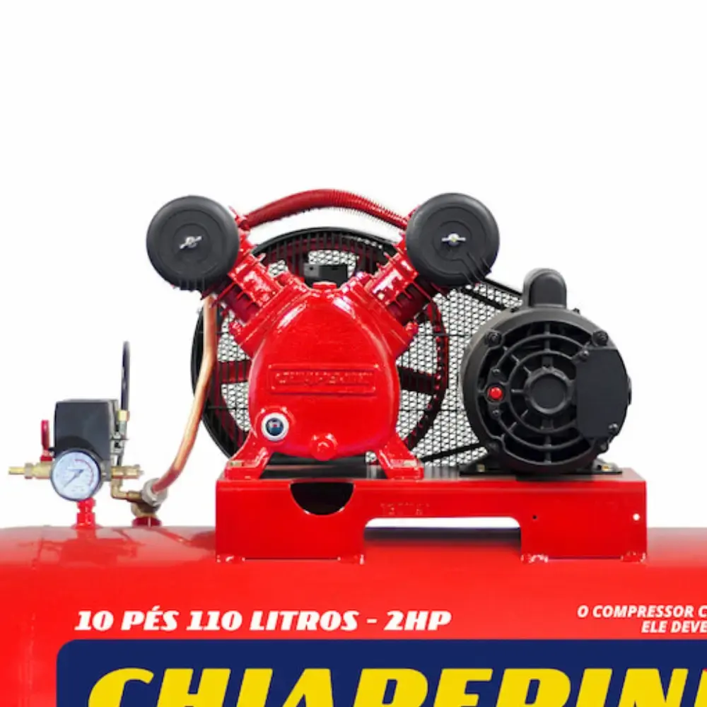 Compressor de ar 10 pés 110 litros 2 HP 2 pistões RED mono Chiaperini — fotografia 3