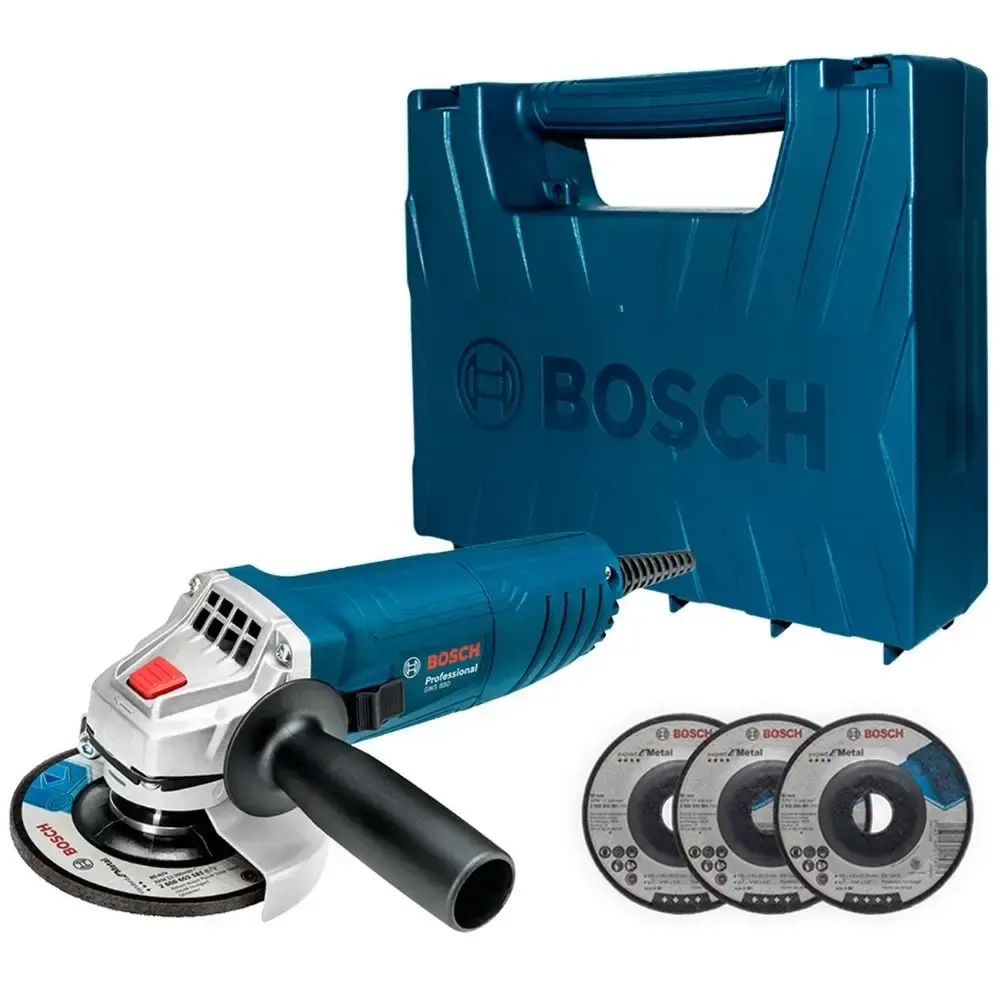 Esmerilhadeira angular 4,1/2POL 850W com 3 discos e maleta Bosch 110 V — fotografia de referência