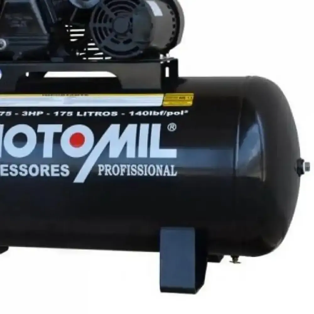 Compressor 15 pés 3 HP 175 litros 3 pistões CMW com motor monofásico MotoMil — fotografia 5
