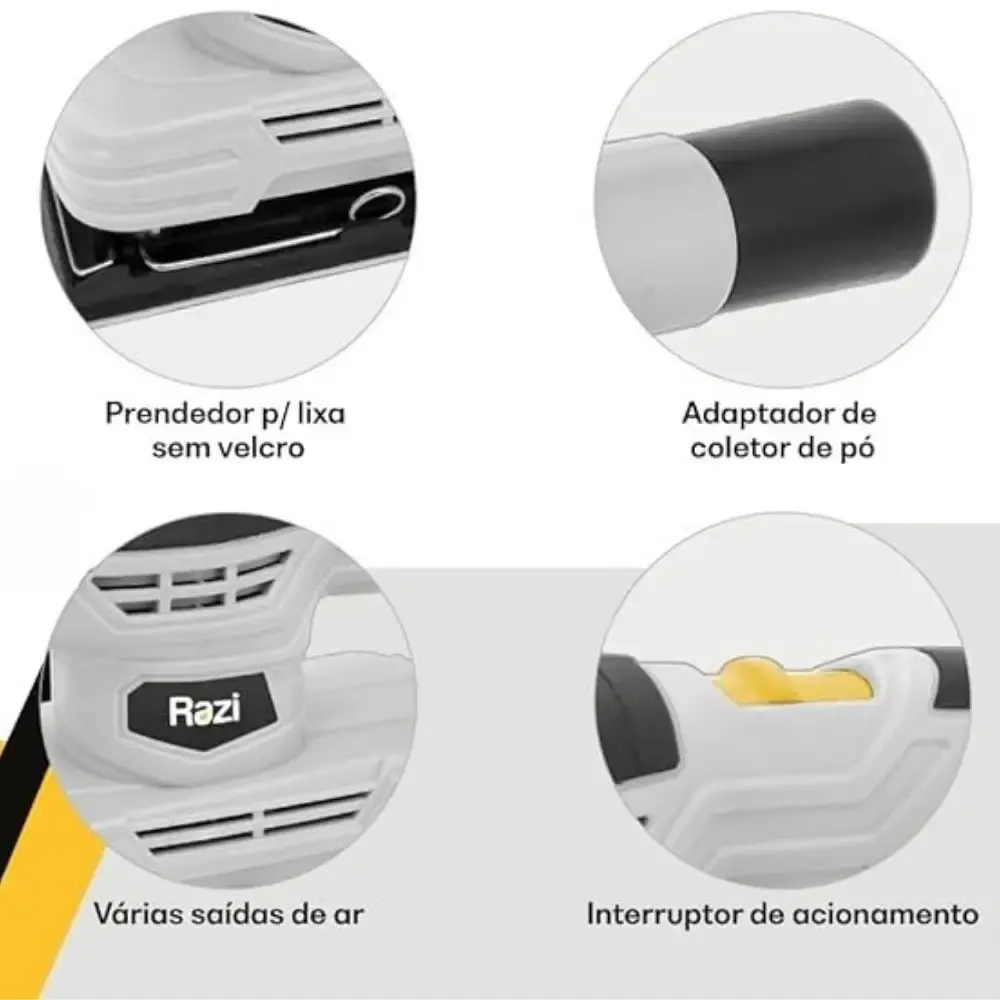 Lixadeira orbital 150W 188X90MM Razi 220 V — fotografia 3