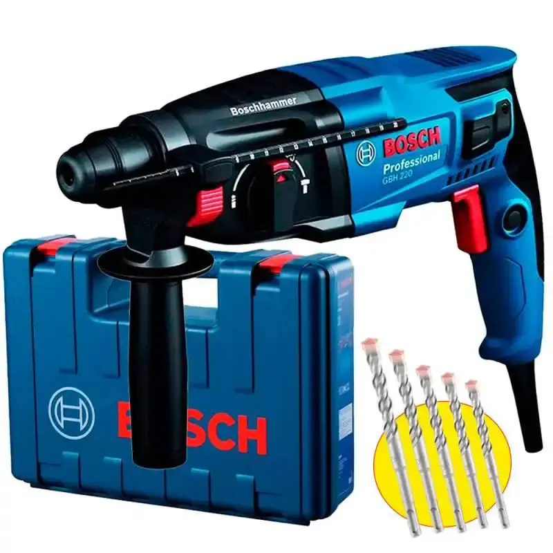 Martelete perfurador rompedor sds-plus 720W 2,3KG com kit de brocas e maleta GBH 220 Bosch 220 V — fotografia de referência