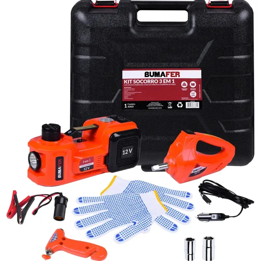 Kit emergência automotivo com macaco e chave 4,5T Bumafer — fotografia 11